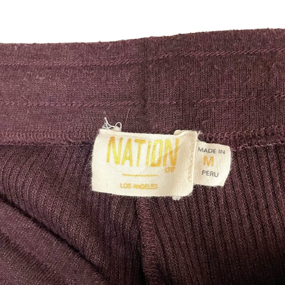 Nation LTD Wide Leg Ribbed Knit Lounge Pants Maroon Medium - Picture 10 of 10